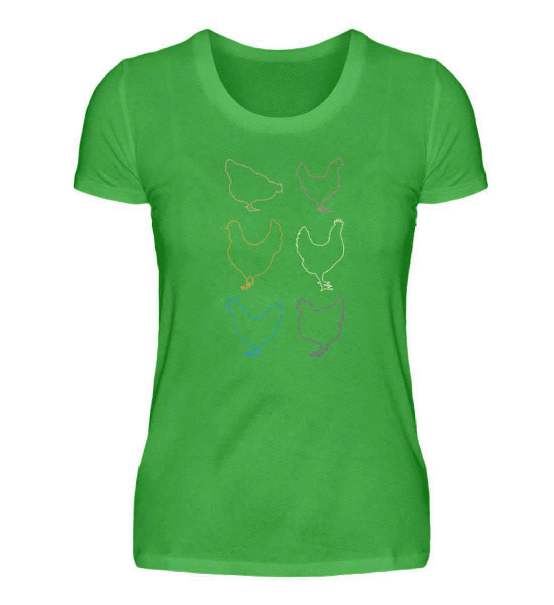 Hühner Silhouetten farbig · Damen T-Shirt-Damen Basic T-Shirt-Green Apple-S-Agrarstarz