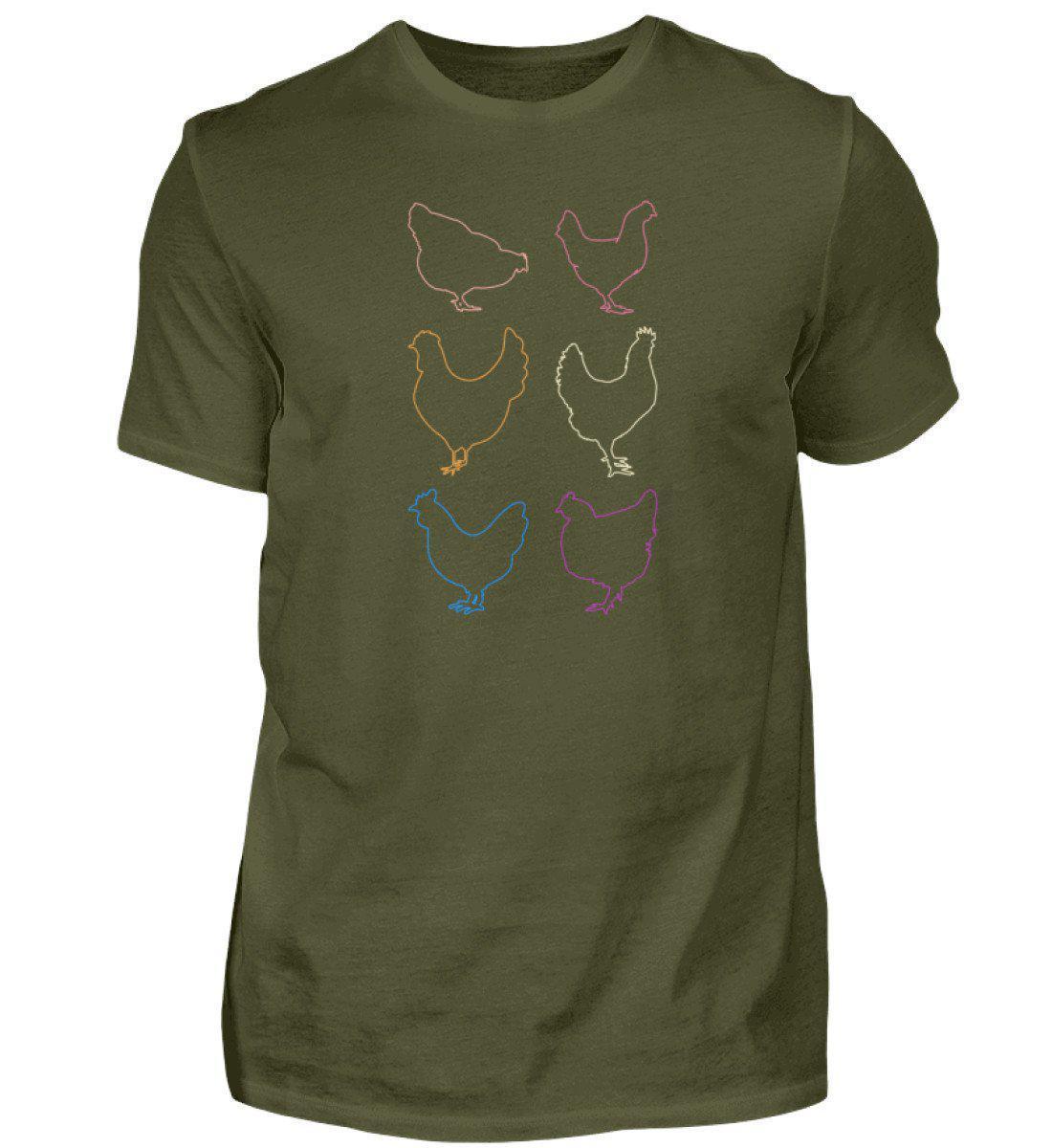 Hühner Silhouetten farbig · Herren T-Shirt-Herren Basic T-Shirt-Urban Khaki-S-Agrarstarz