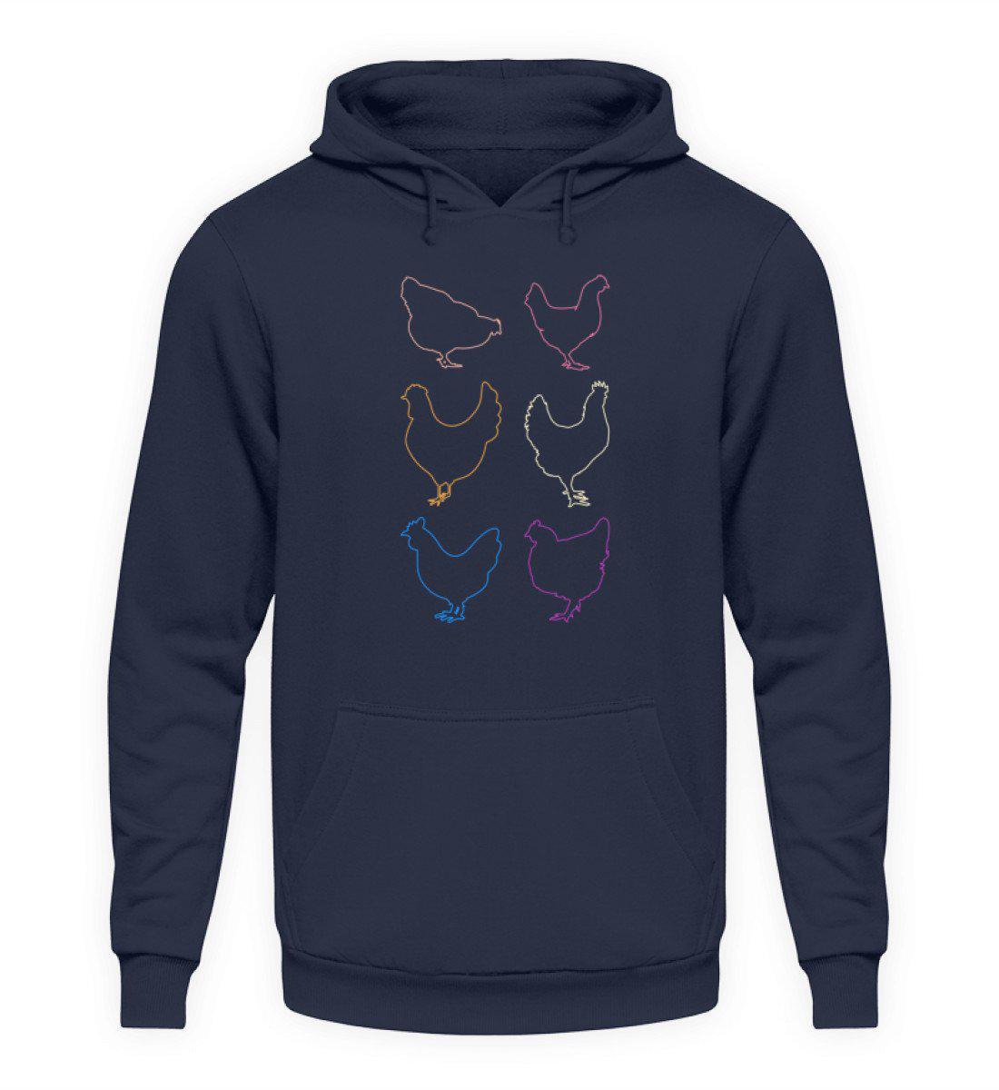 Hühner Silhouetten farbig · Unisex Kapuzenpullover Hoodie-Unisex Hoodie-Oxford Navy-S-Agrarstarz