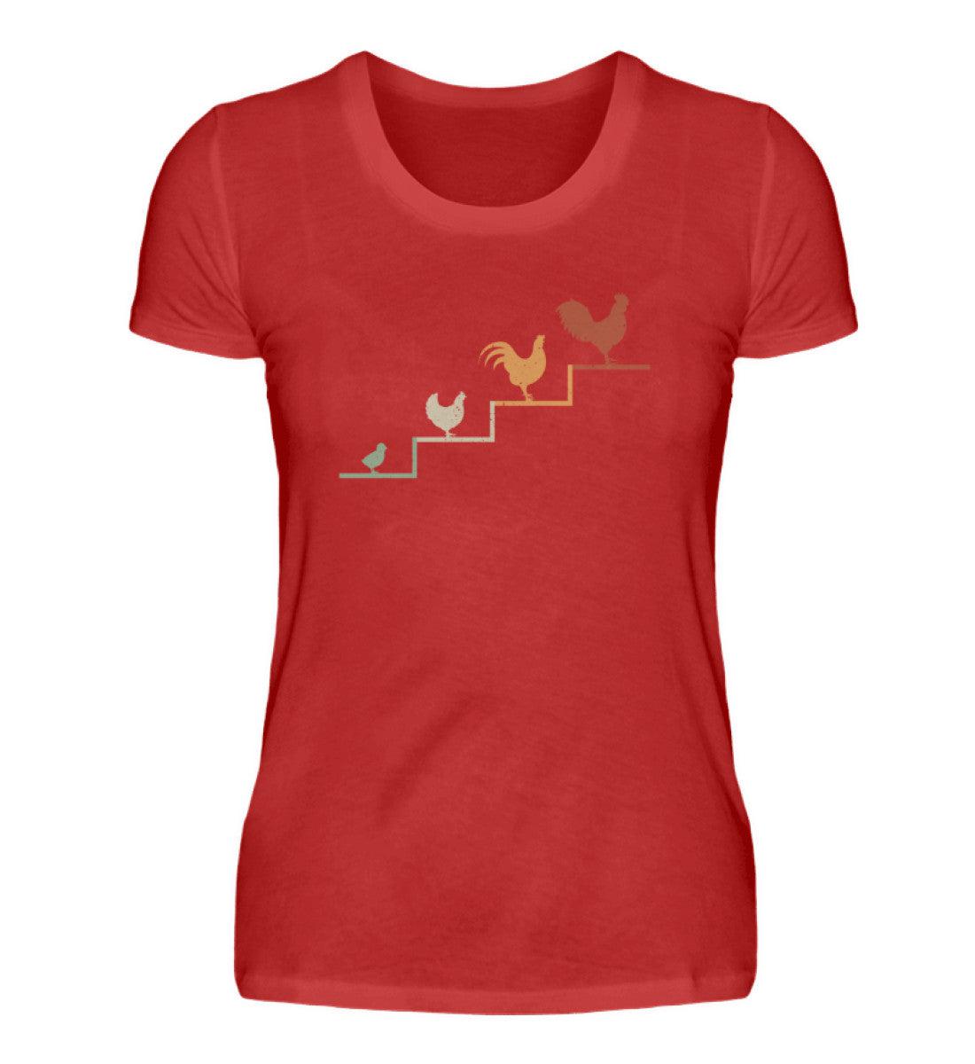 Hühner Treppe · Damen T-Shirt-Damen Basic T-Shirt-Red-S-Agrarstarz