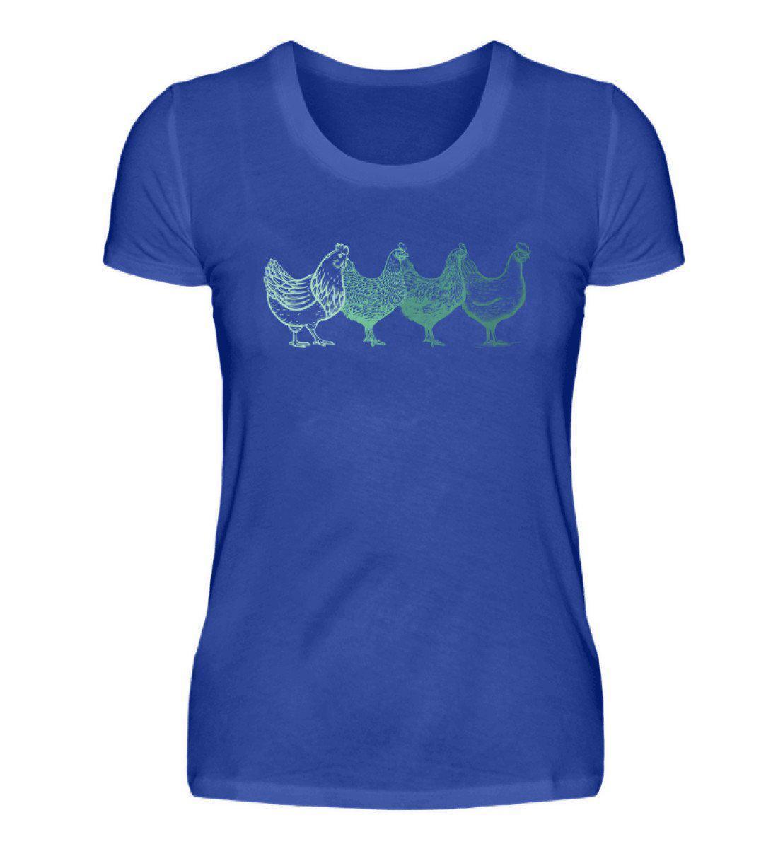 Hühner farbig · Damen T-Shirt-Damen Basic T-Shirt-Neon Blue-S-Agrarstarz