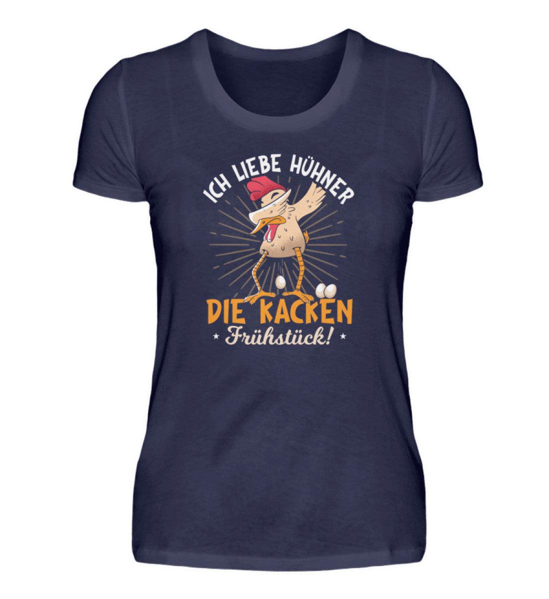 Hühner kacken Frühstück · Damen T-Shirt-Damen Basic T-Shirt-Navy-S-Agrarstarz