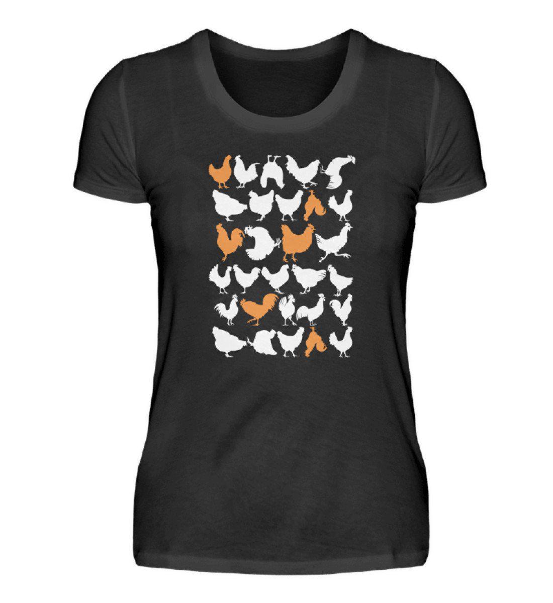 Hühner simple · Damen T-Shirt-Damen Basic T-Shirt-Black-S-Agrarstarz