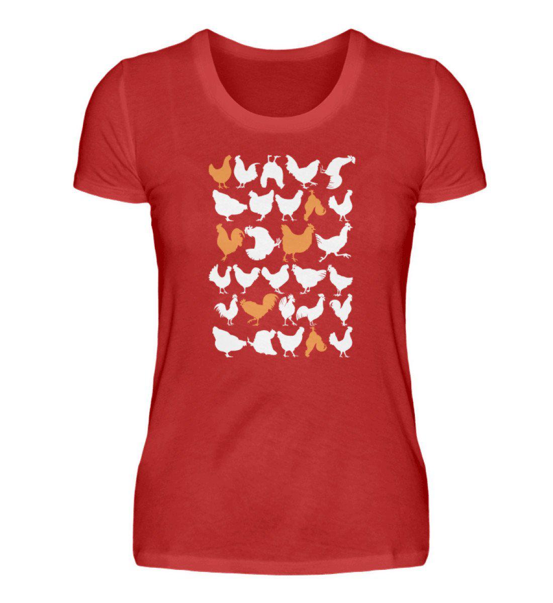 Hühner simple · Damen T-Shirt-Damen Basic T-Shirt-Red-S-Agrarstarz