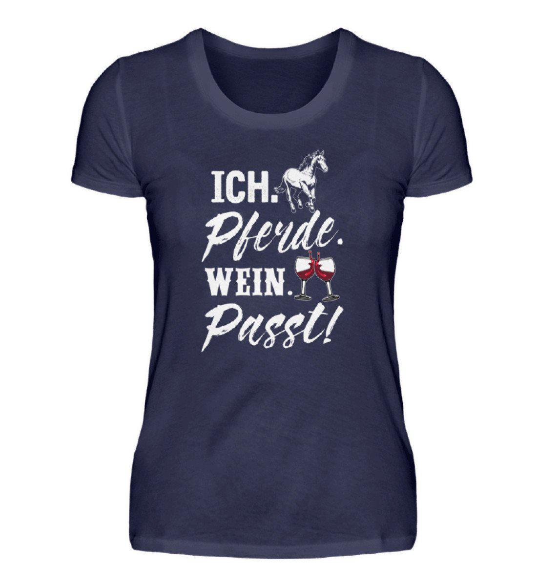Ich Pferde Wein passt · Damen T-Shirt-Damen Basic T-Shirt-Navy-S-Agrarstarz