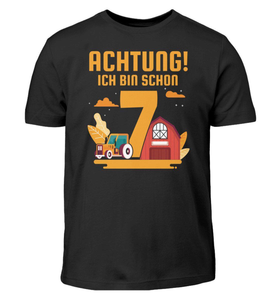 Ich bin schon 7 · Kinder T-Shirt-Kinder T-Shirt-Black-12/14 (152/164)-Agrarstarz