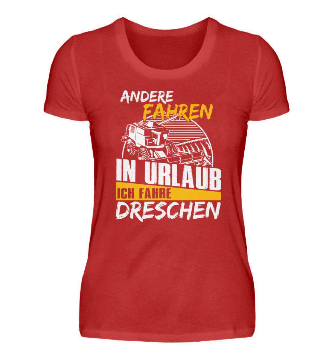 Ich fahre dreschen · Damen T-Shirt-Damen Basic T-Shirt-Red-S-Agrarstarz