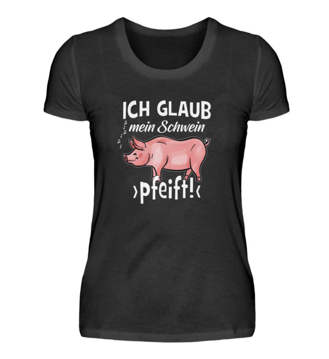 Ich glaub mein Schwein pfeift · Damen T-Shirt-Damen Basic T-Shirt-Black-S-Agrarstarz