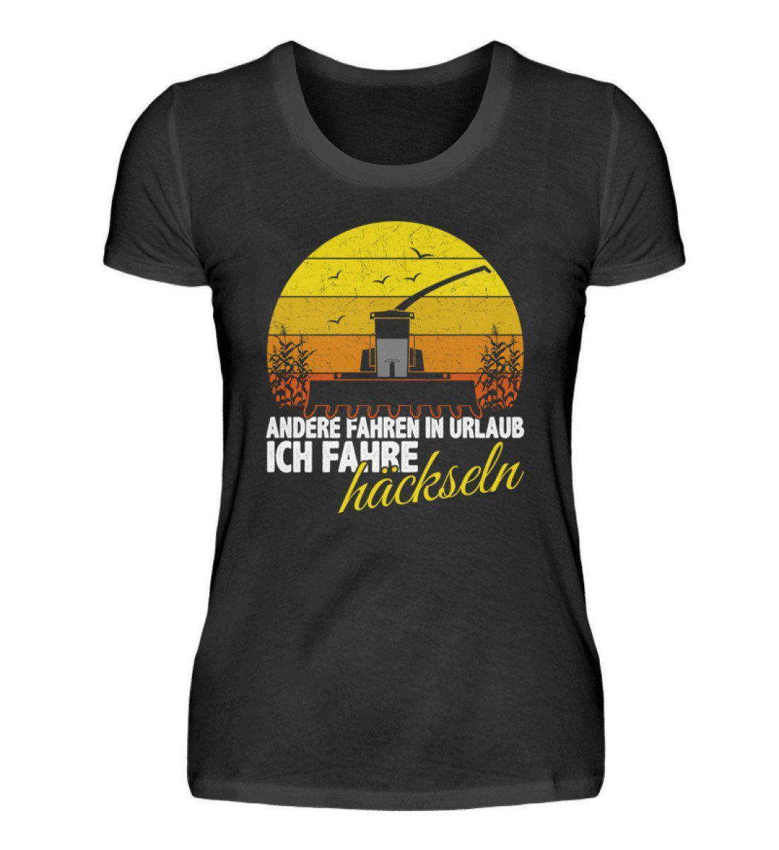 Ich häckseln andere Urlaub · Damen T-Shirt-Damen Basic T-Shirt-Black-S-Agrarstarz