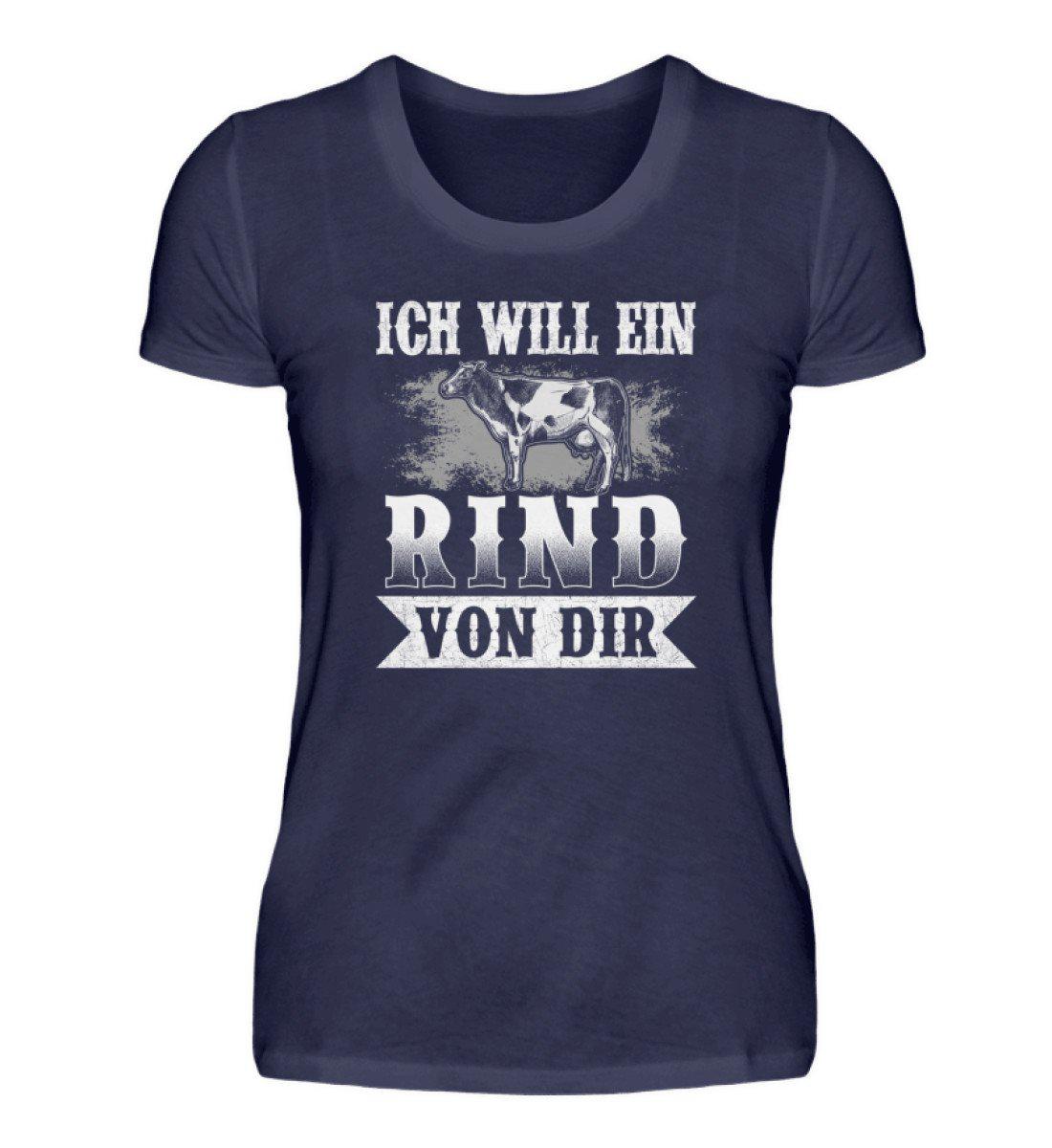 Ich will ein Rind von dir · Damen T-Shirt-Damen Basic T-Shirt-Navy-S-Agrarstarz