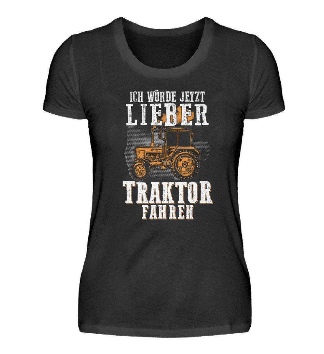 Ich würde lieber Traktor fahren · Damen T-Shirt-Damen Basic T-Shirt-Black-S-Agrarstarz