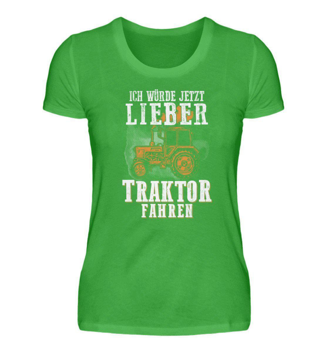 Ich würde lieber Traktor fahren · Damen T-Shirt-Damen Basic T-Shirt-Green Apple-S-Agrarstarz