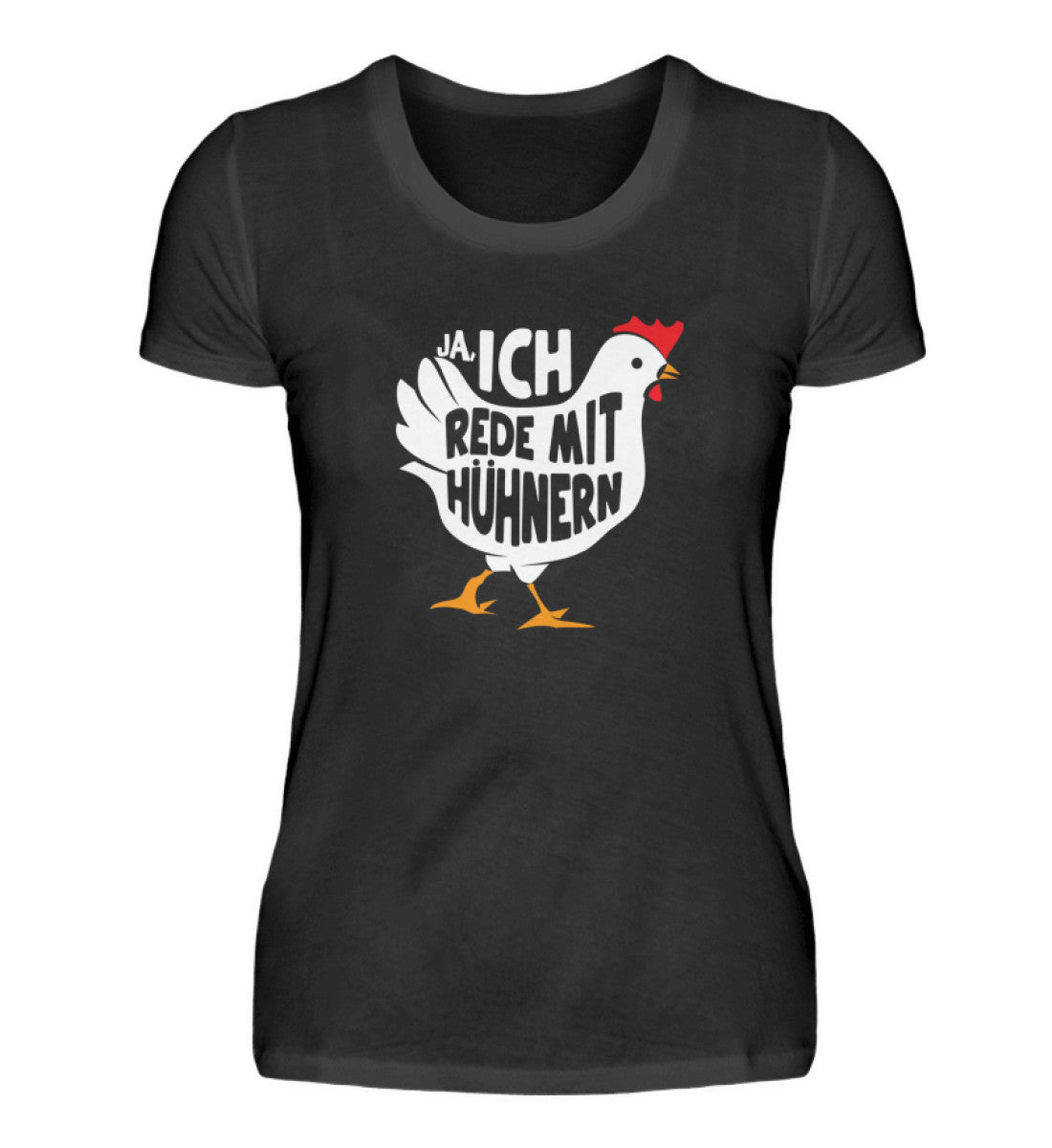 Ja, ich rede mit Hühnern · Damen T-Shirt-Damen Basic T-Shirt-Black-S-Agrarstarz