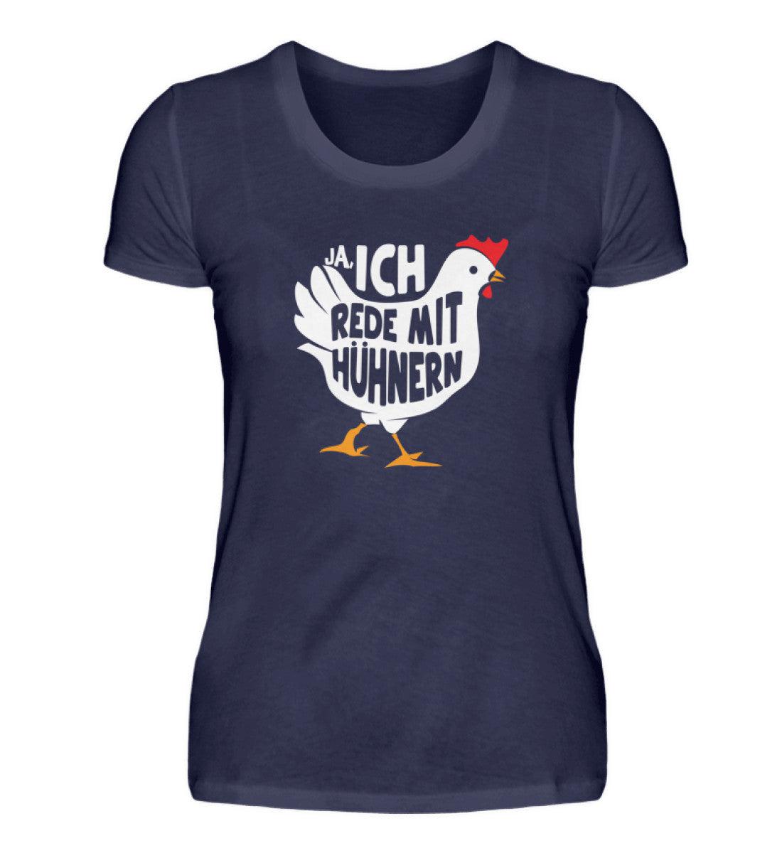 Ja, ich rede mit Hühnern · Damen T-Shirt-Damen Basic T-Shirt-Navy-S-Agrarstarz