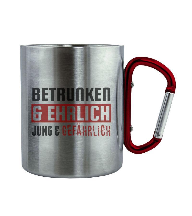 Jung & gefährlich · Edelstahltasse mit Karabiner-Edelstahltasse mit Karabinergriff-Roter Karabiner-200ml-Agrarstarz