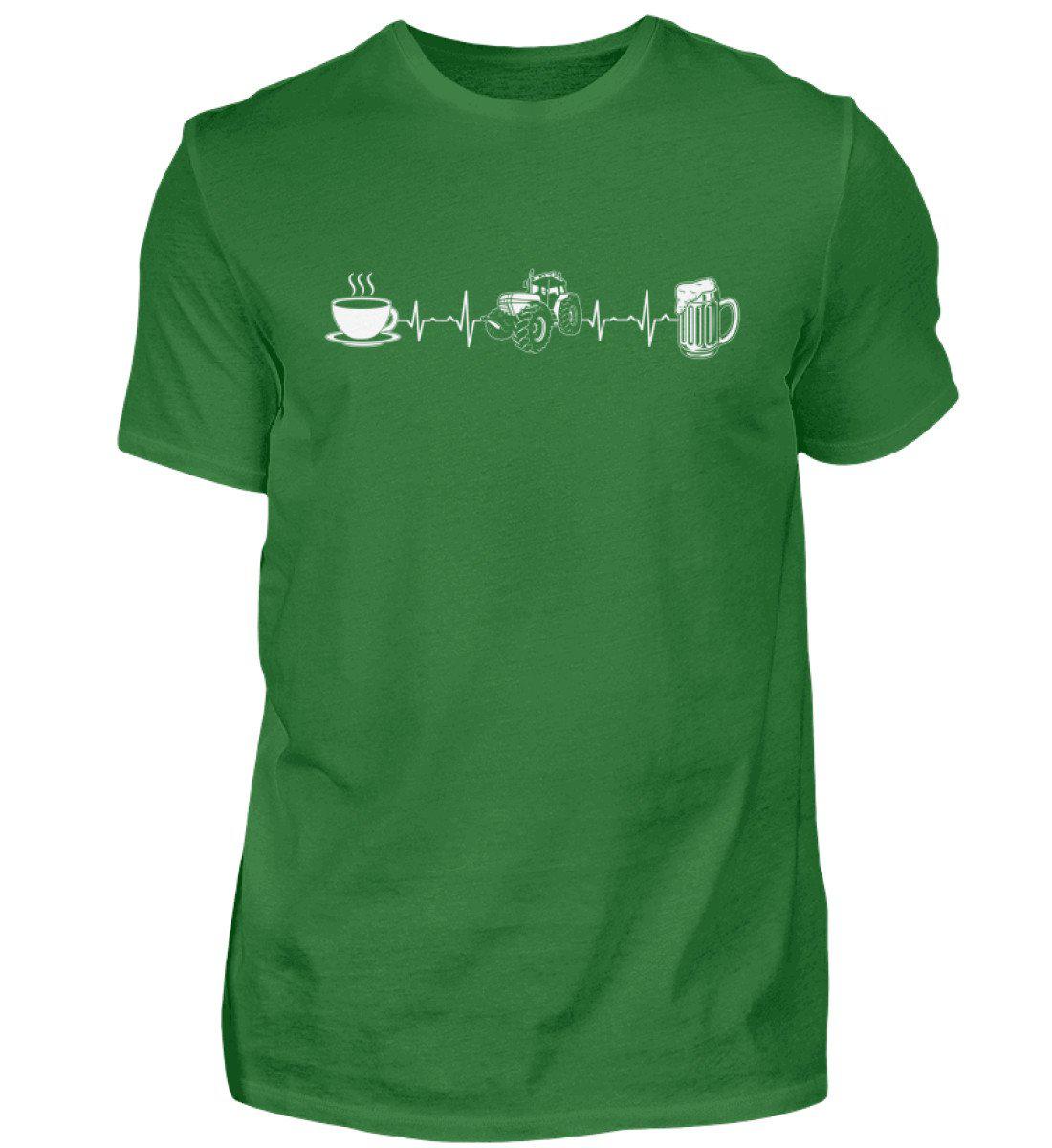Kaffee Traktor Bier Heartbeat · Herren T-Shirt-Herren Basic T-Shirt-Kelly Green-S-Agrarstarz
