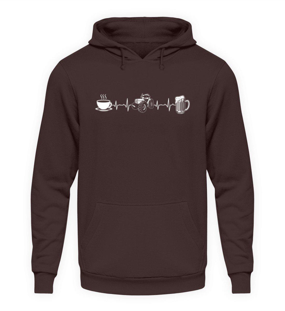Kaffee Traktor Bier Heartbeat · Unisex Kapuzenpullover Hoodie-Unisex Hoodie-Hot Chocolate-S-Agrarstarz