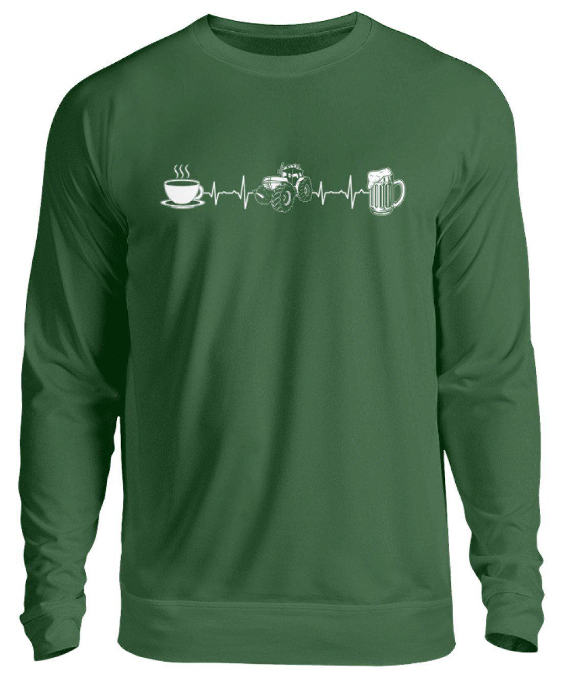 Kaffee Traktor Bier Heartbeat · Unisex Sweatshirt Pullover-Unisex Sweatshirt-Bottle Green-S-Agrarstarz