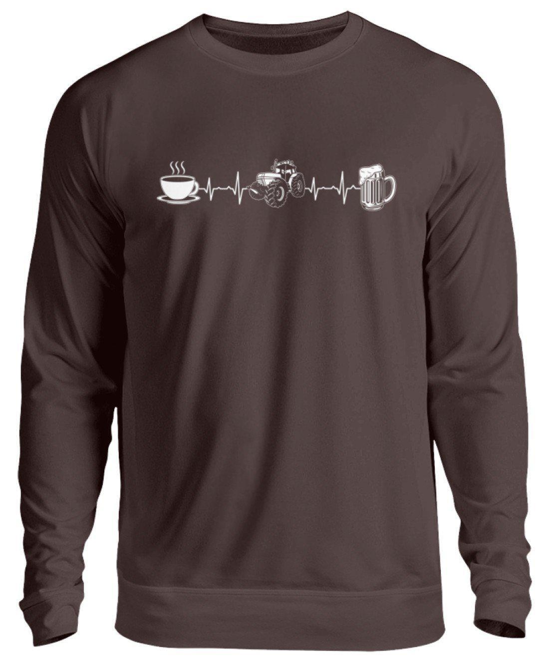 Kaffee Traktor Bier Heartbeat · Unisex Sweatshirt Pullover-Unisex Sweatshirt-Hot Chocolate-S-Agrarstarz
