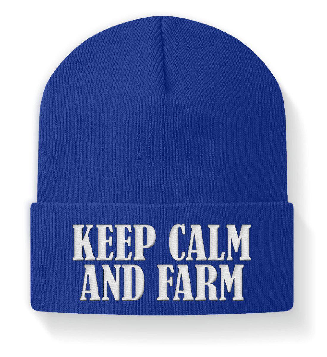 Keep Calm and Farm · Beanie Mütze-Beanie mit Stick-Royal-M-Agrarstarz