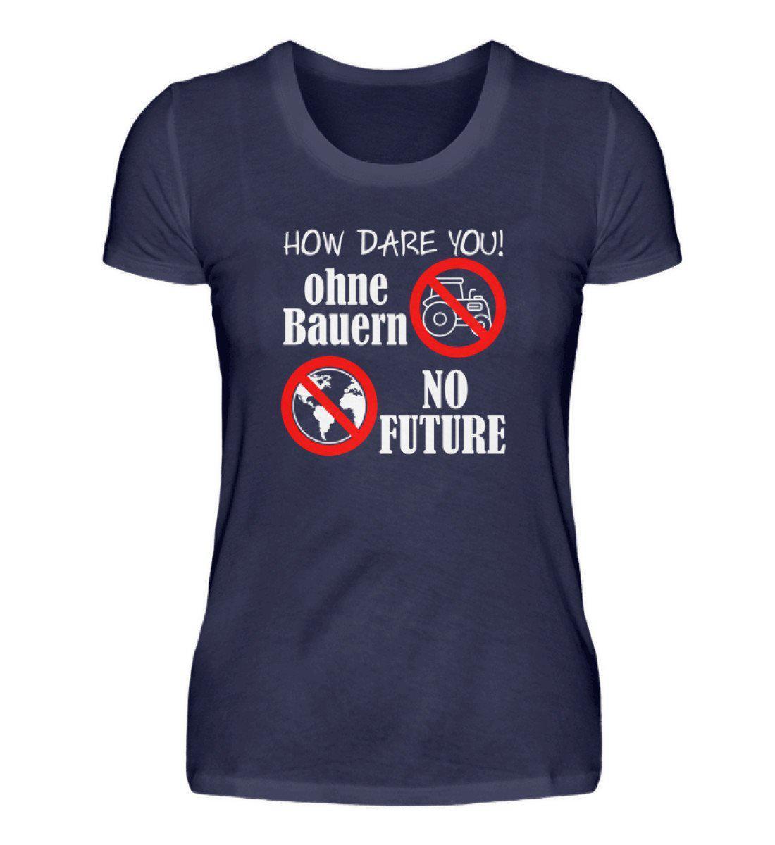 Keine Bauern no Future · Damen T-Shirt-Damen Basic T-Shirt-Navy-S-Agrarstarz