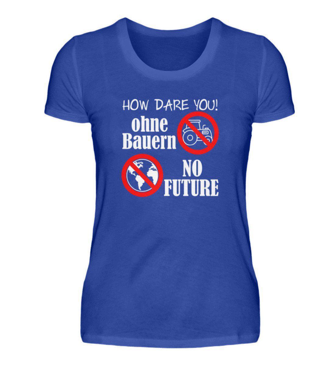 Keine Bauern no Future · Damen T-Shirt-Damen Basic T-Shirt-Neon Blue-S-Agrarstarz