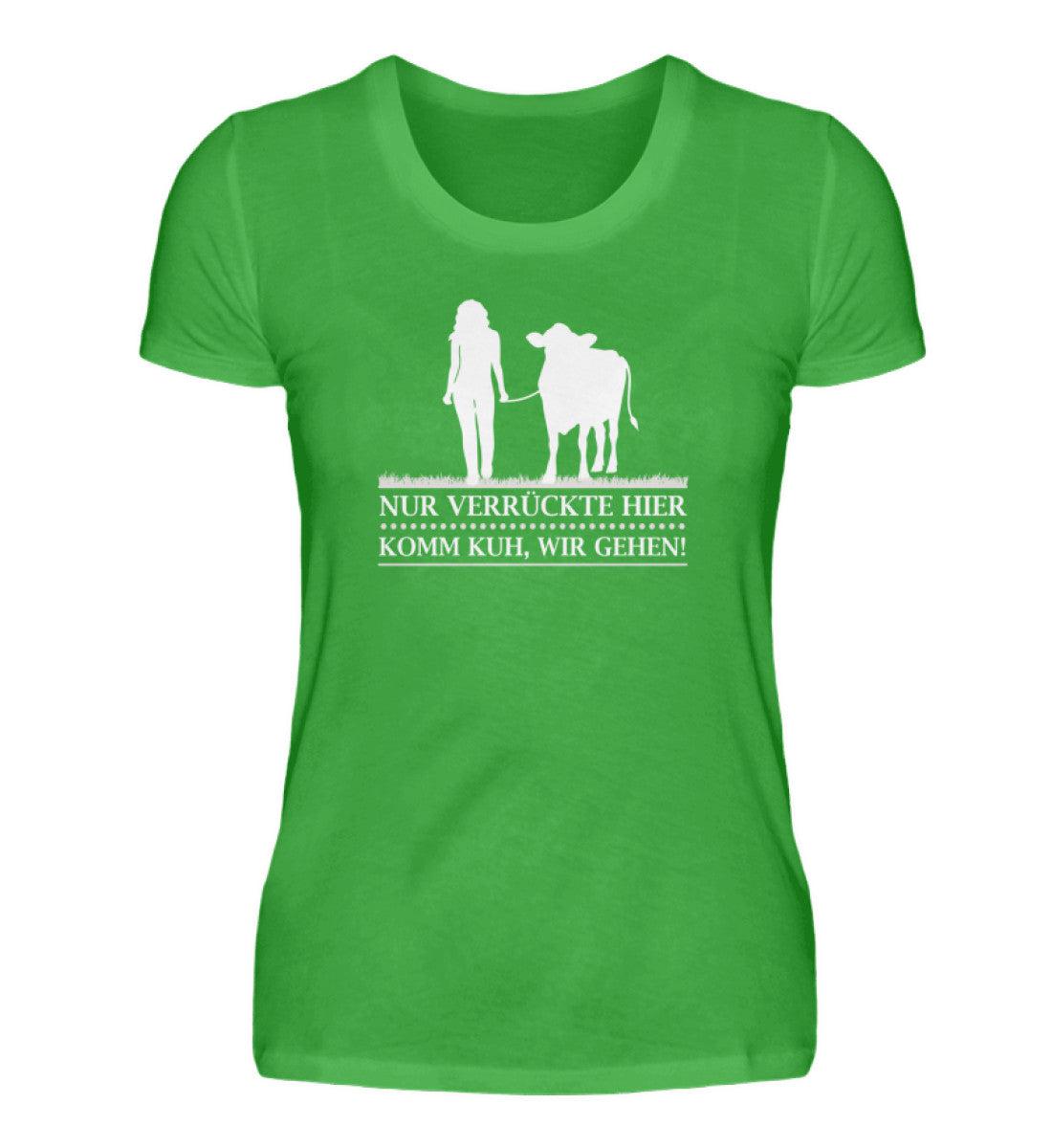 Komm Kuh wir gehen · Damen T-Shirt-Damen Basic T-Shirt-Green Apple-S-Agrarstarz