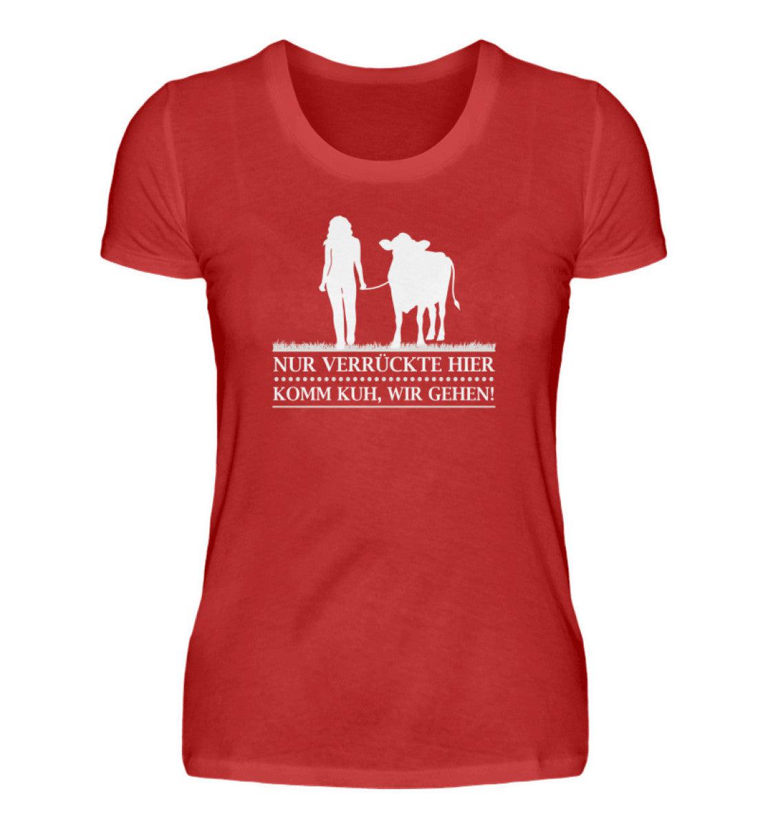 Komm Kuh wir gehen · Damen T-Shirt-Damen Basic T-Shirt-Red-S-Agrarstarz