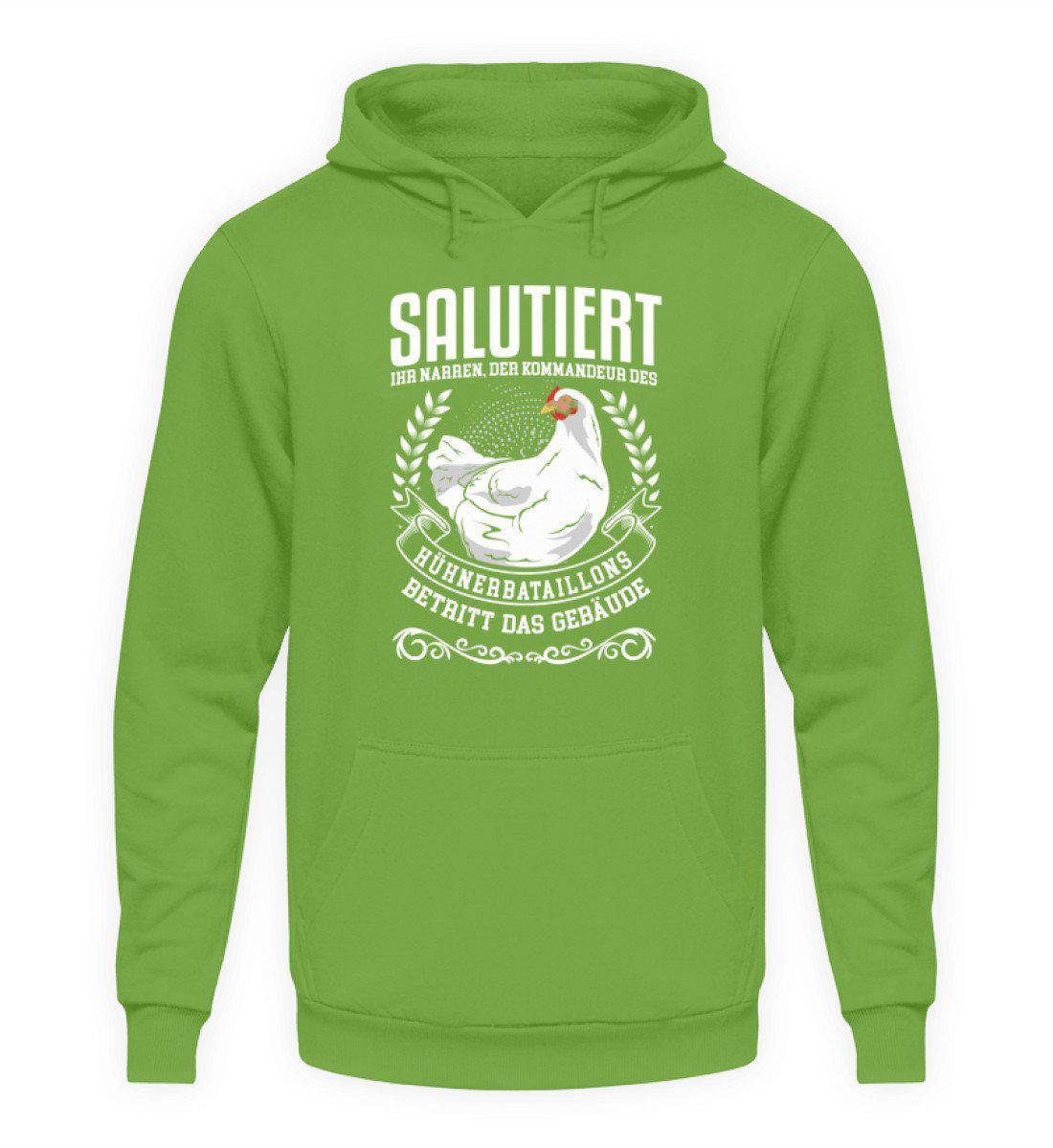Kommandeur Hühnerbataillon · Unisex Kapuzenpullover Hoodie-Unisex Hoodie-LimeGreen-S-Agrarstarz