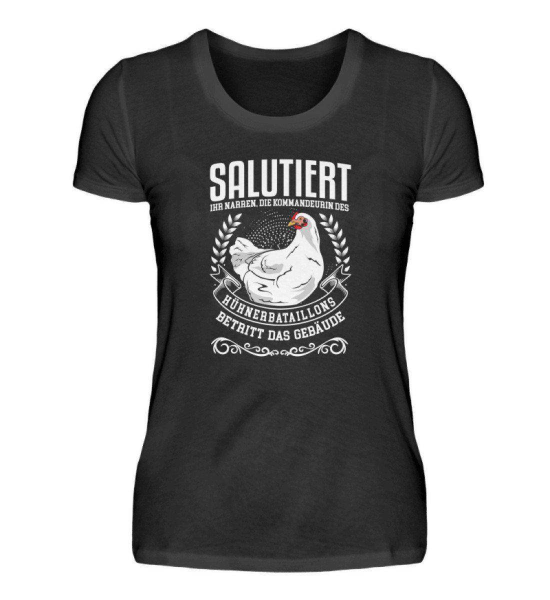 Kommandeurin Hühnerbataillon · Damen T-Shirt-Damen Basic T-Shirt-Black-S-Agrarstarz