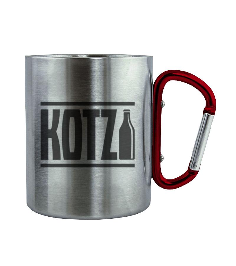 Kotzi · Edelstahltasse mit Karabiner-Edelstahltasse mit Karabinergriff-Roter Karabiner-200ml-Agrarstarz