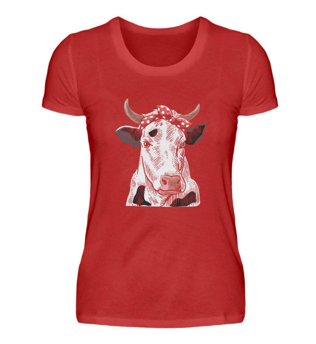 Kuh Band · Damen T-Shirt-Damen Basic T-Shirt-Red-S-Agrarstarz