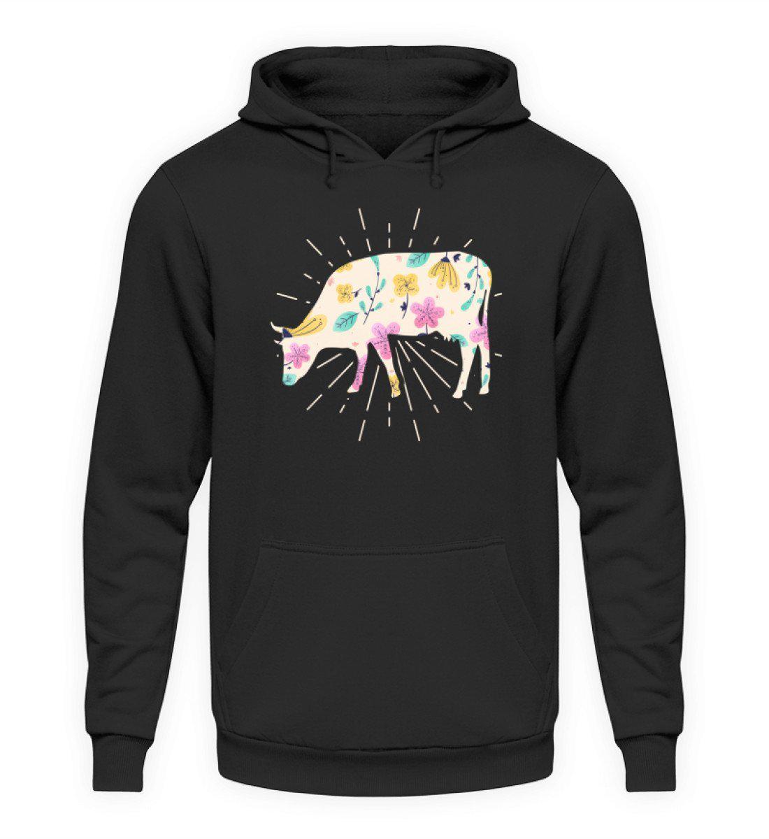 Kuh Blumen Colourful · Unisex Kapuzenpullover Hoodie-Unisex Hoodie-Jet Black-L-Agrarstarz