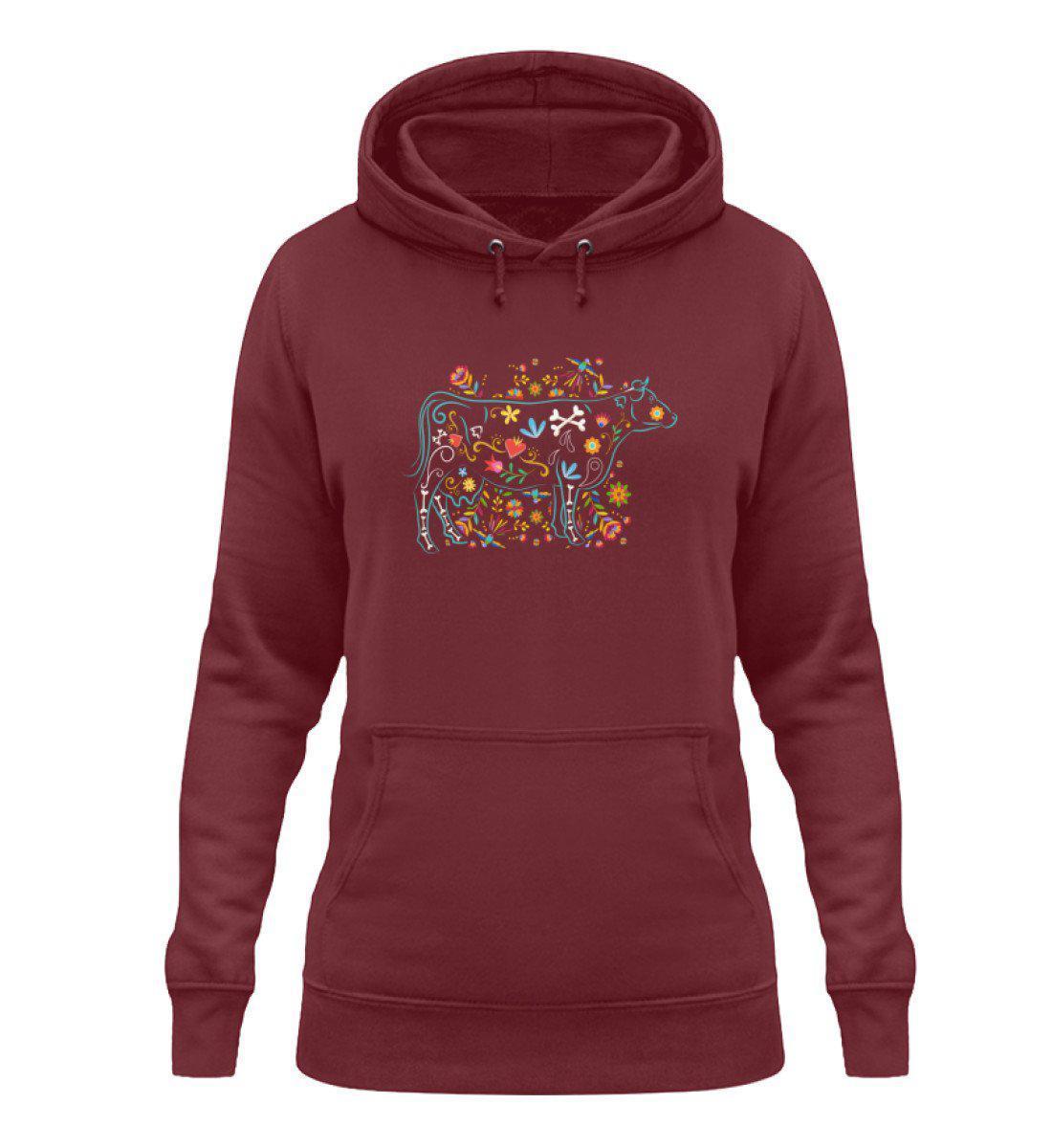 Kuh Blumen · Damen Hoodie-Damen Hoodie-Burgundy-XS-Agrarstarz