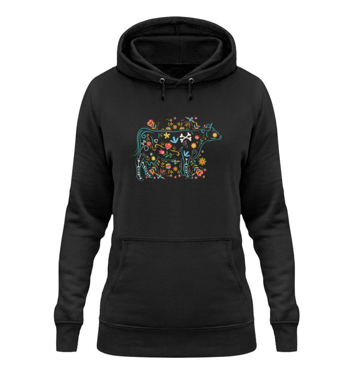 Kuh Blumen · Damen Hoodie-Damen Hoodie-Jet Black-XS-Agrarstarz