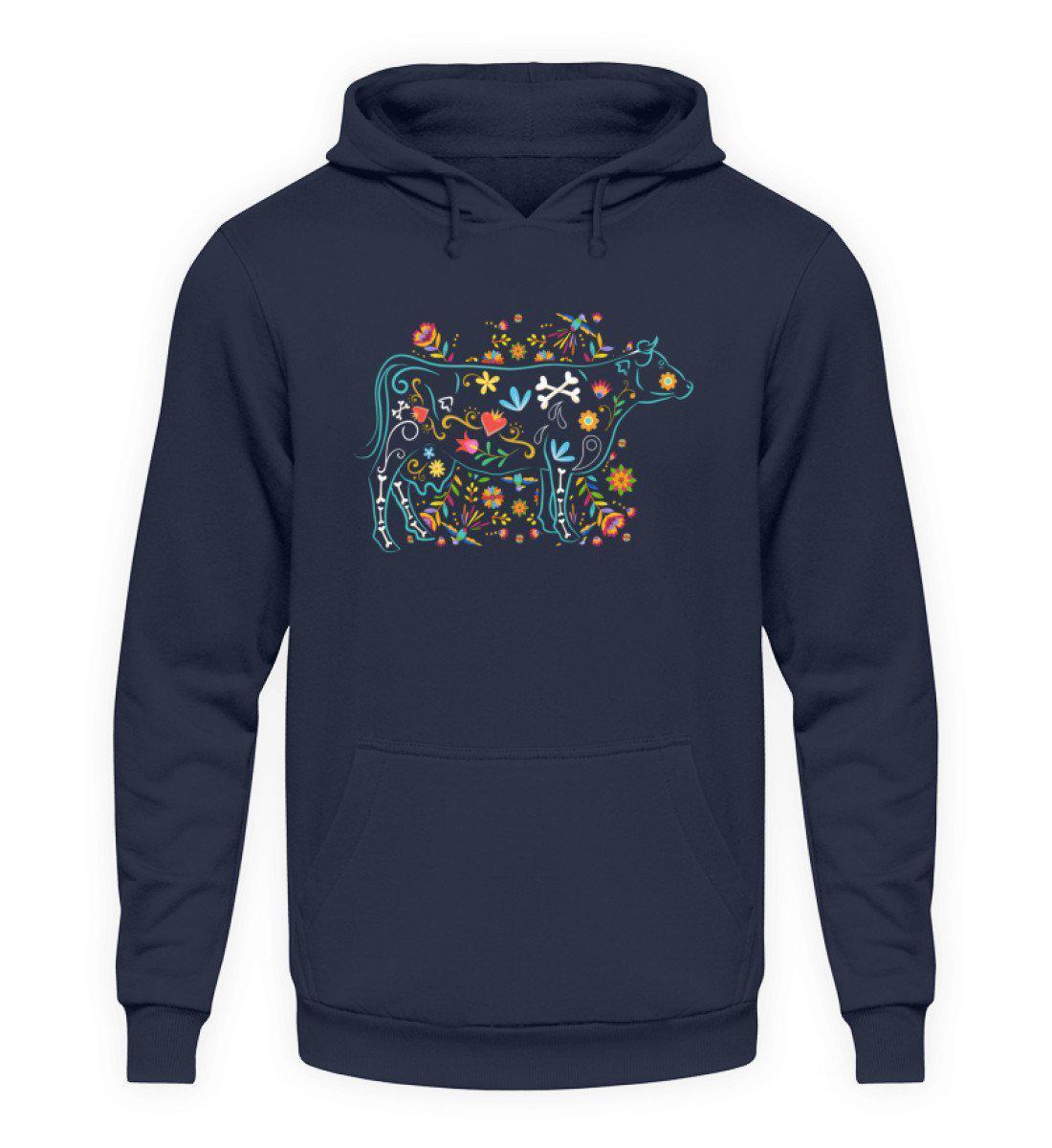 Kuh Blumen · Unisex Kapuzenpullover Hoodie-Unisex Hoodie-Oxford Navy-L-Agrarstarz