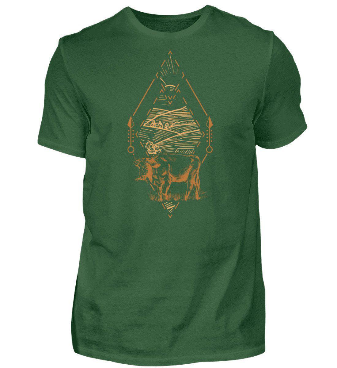 Kuh Geometric 2 · Herren T-Shirt-Herren Basic T-Shirt-Bottle Green-S-Agrarstarz