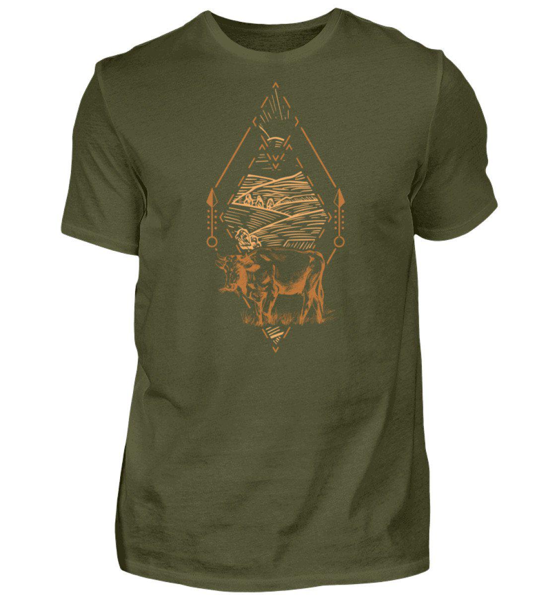 Kuh Geometric 2 · Herren T-Shirt-Herren Basic T-Shirt-Urban Khaki-S-Agrarstarz