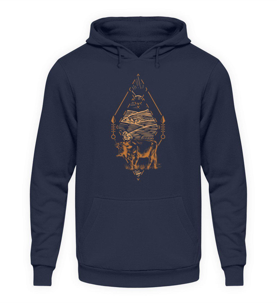 Kuh Geometric 2 · Unisex Kapuzenpullover Hoodie-Unisex Hoodie-Oxford Navy-L-Agrarstarz