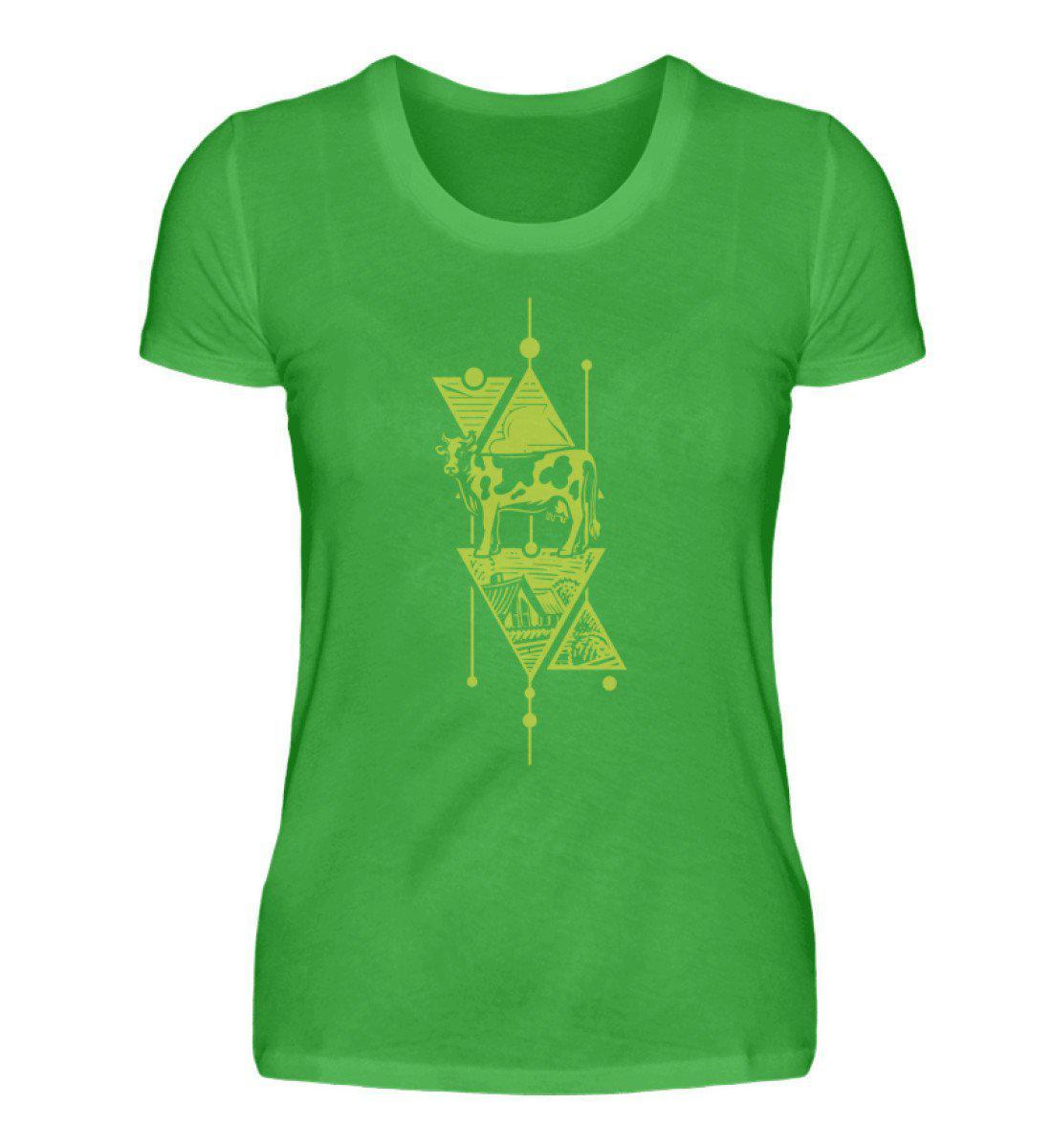 Kuh Geometric · Damen T-Shirt-Damen Basic T-Shirt-Green Apple-S-Agrarstarz