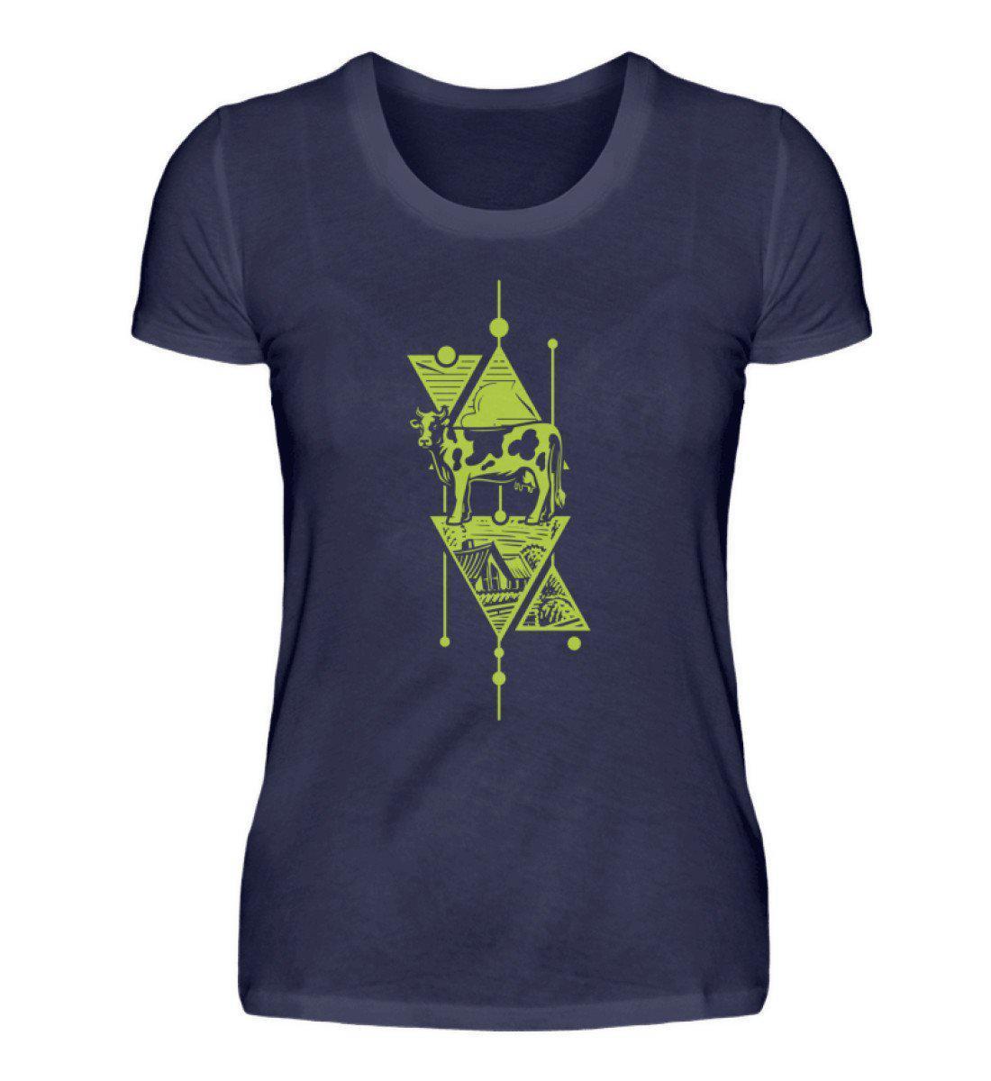 Kuh Geometric · Damen T-Shirt-Damen Basic T-Shirt-Navy-S-Agrarstarz
