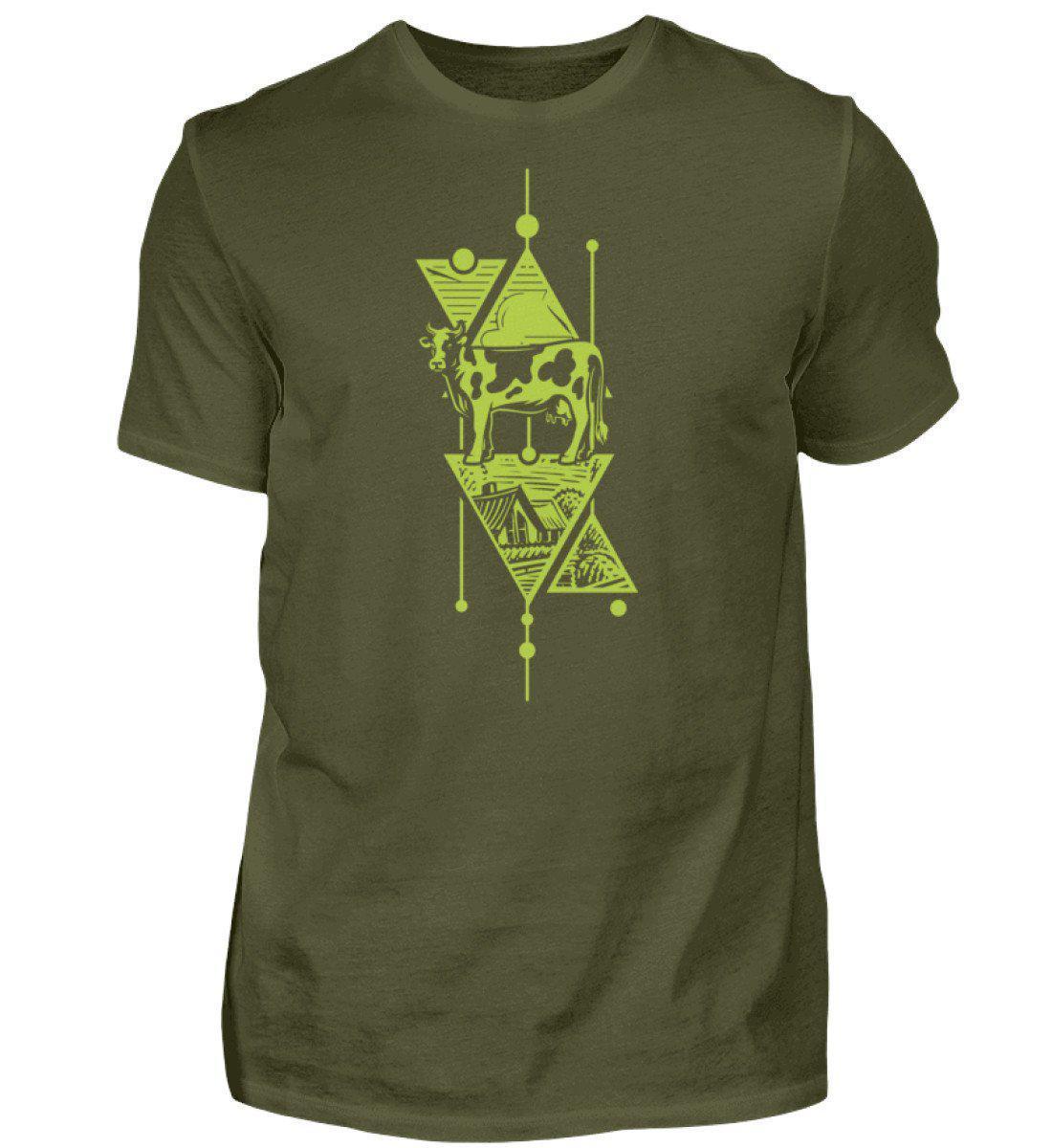 Kuh Geometric · Herren T-Shirt-Herren Basic T-Shirt-Urban Khaki-S-Agrarstarz