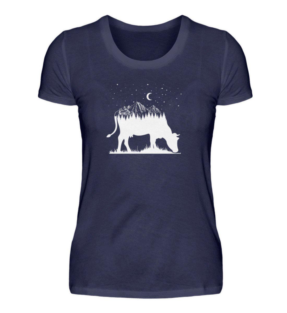 Kuh Landschaft simple · Damen T-Shirt-Damen Basic T-Shirt-Navy-S-Agrarstarz