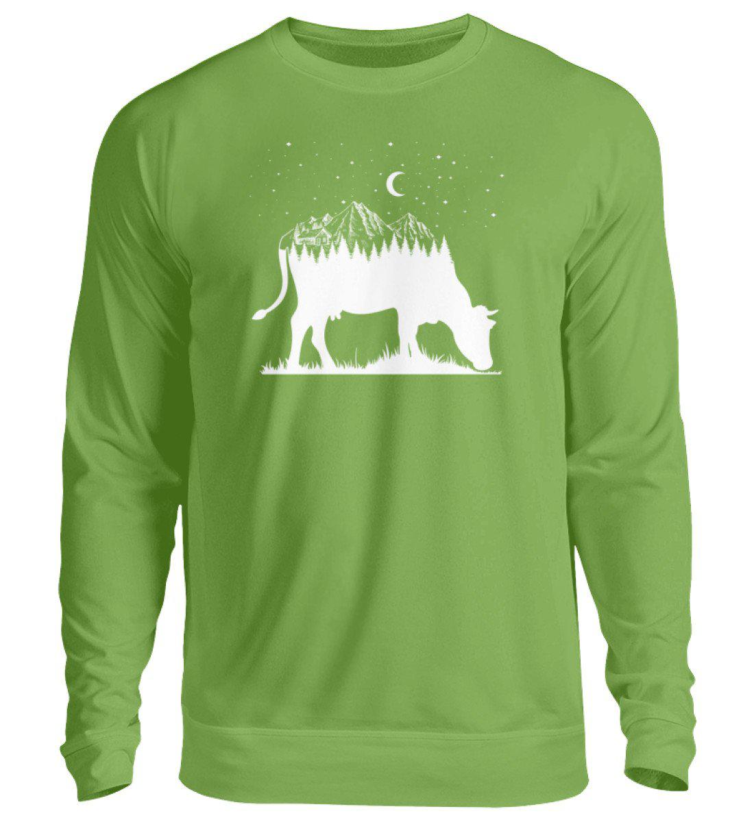 Kuh Landschaft simple · Unisex Sweatshirt Pullover-Unisex Sweatshirt-LimeGreen-S-Agrarstarz