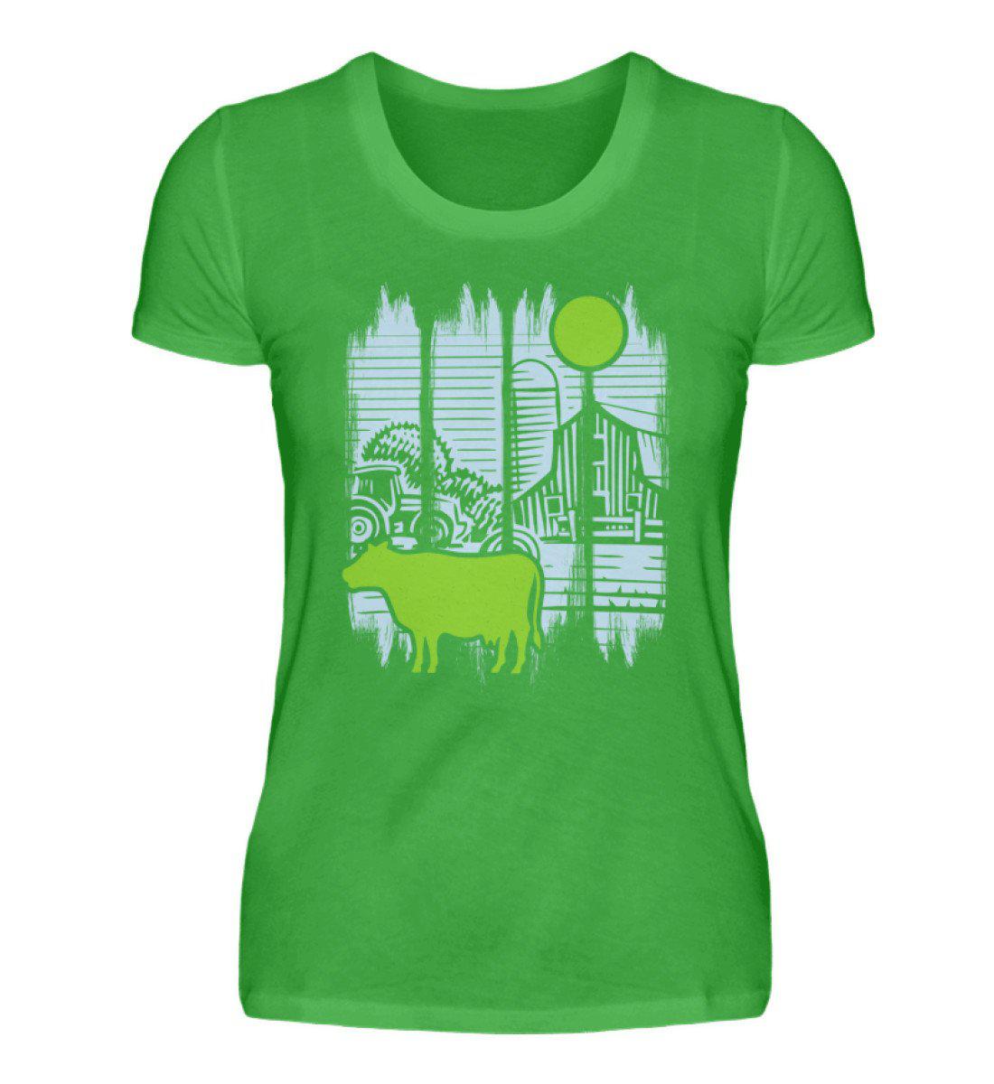 Kuh Mond Colorful · Damen T-Shirt-Damen Basic T-Shirt-Green Apple-S-Agrarstarz