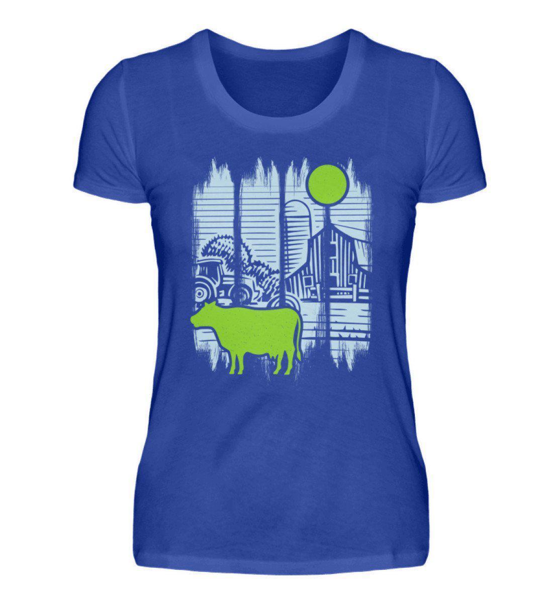 Kuh Mond Colorful · Damen T-Shirt-Damen Basic T-Shirt-Neon Blue-S-Agrarstarz