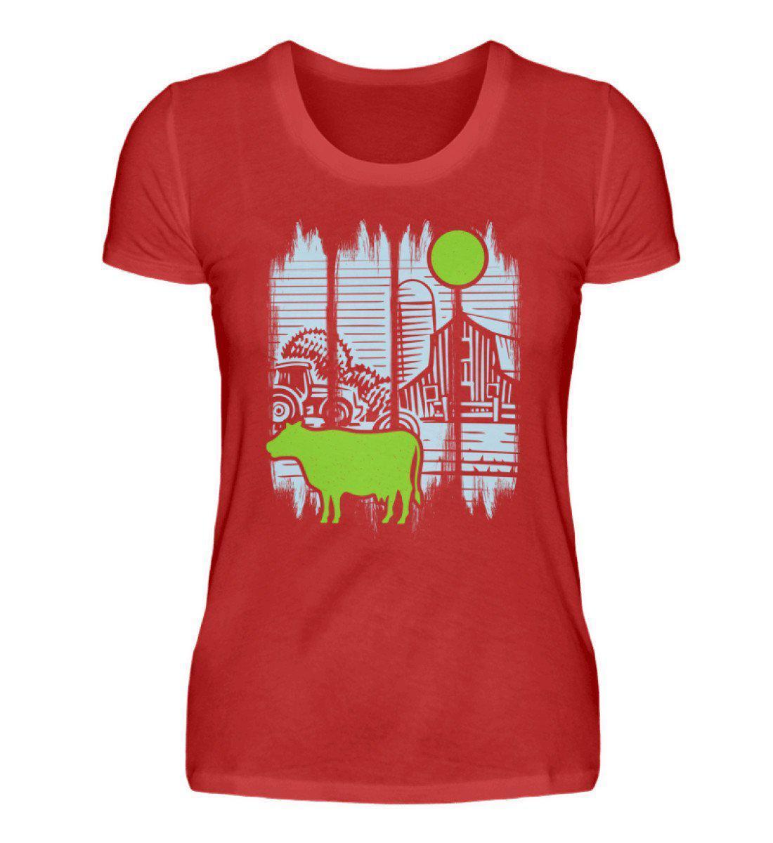 Kuh Mond Colorful · Damen T-Shirt-Damen Basic T-Shirt-Red-S-Agrarstarz
