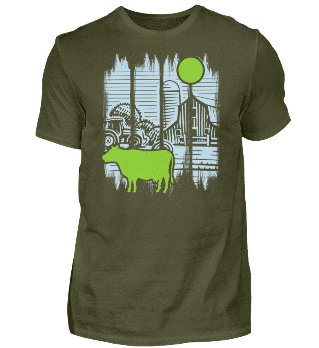 Kuh Mond Colorful · Herren T-Shirt-Herren Basic T-Shirt-Urban Khaki-S-Agrarstarz