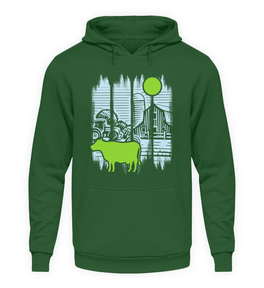 Kuh Mond Colorful · Unisex Kapuzenpullover Hoodie-Unisex Hoodie-Bottle Green-S-Agrarstarz