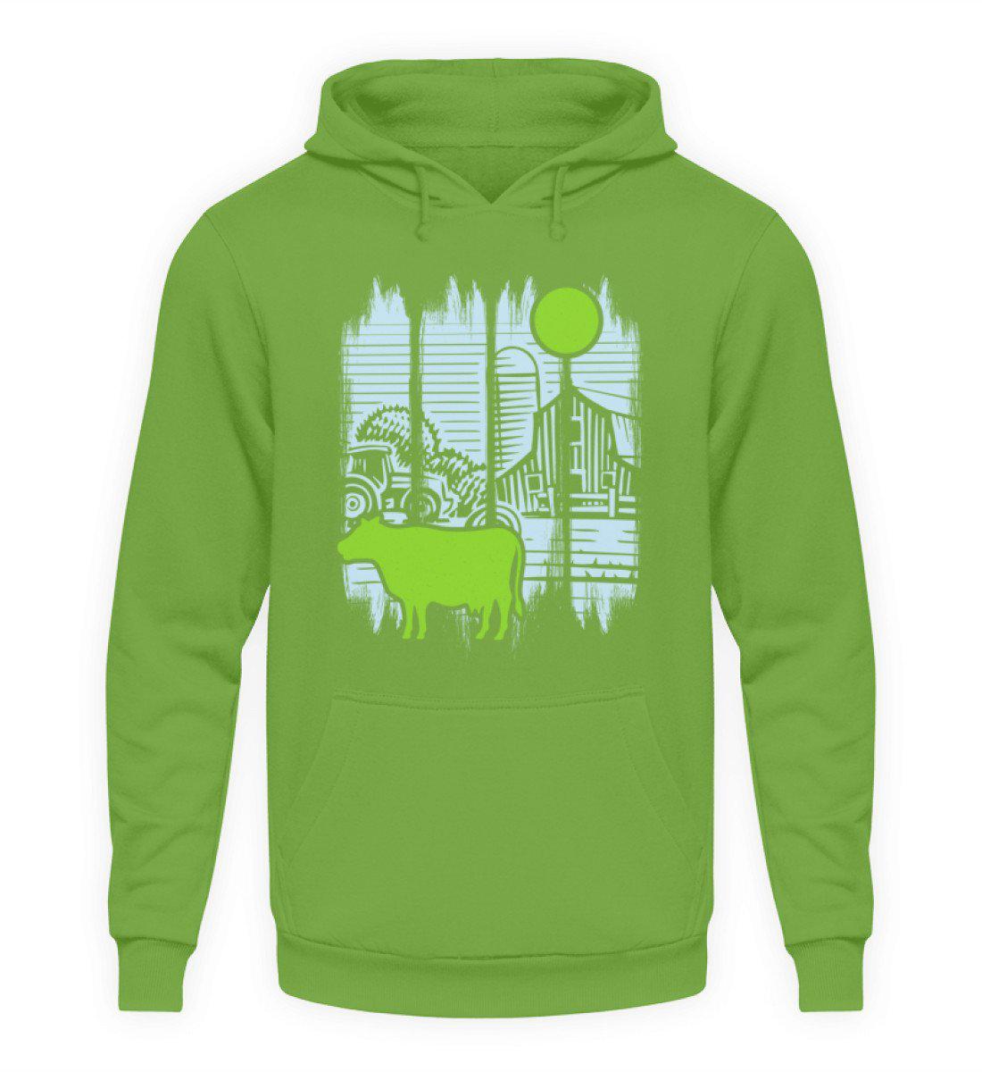 Kuh Mond Colorful · Unisex Kapuzenpullover Hoodie-Unisex Hoodie-LimeGreen-S-Agrarstarz